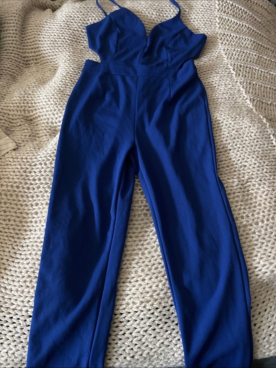 Pants - Women's Royal Blue Spaghetti-Strap Jumpsuit